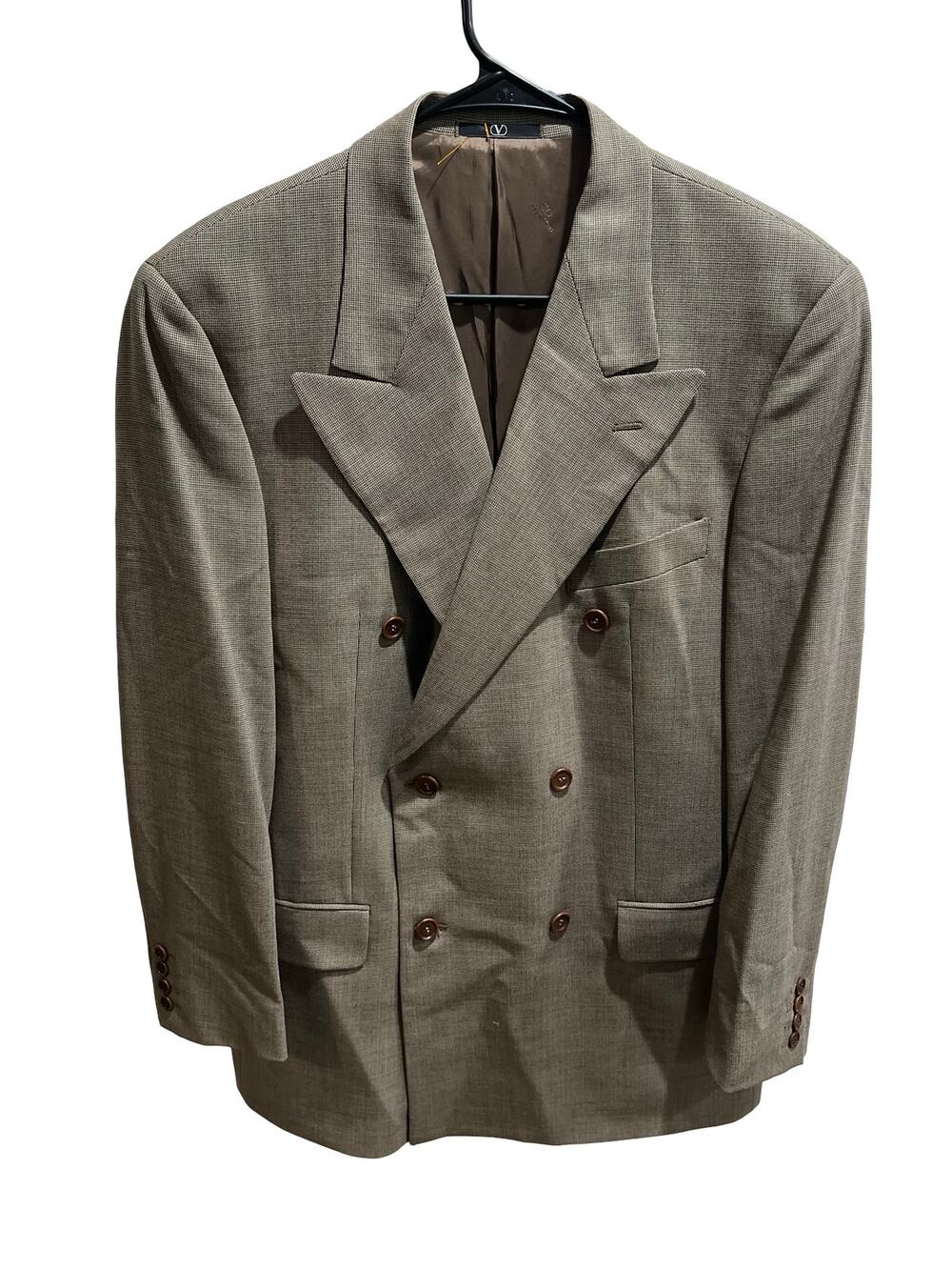 Valentino Uomo Suit Mens 40R Brown Wool Double Breasted 2 Piece Made in Italy